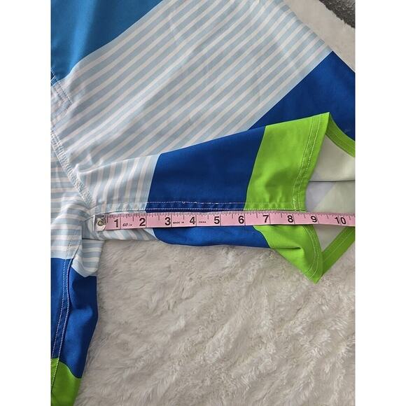 Rusty Board Shorts Striped Blue Green Hook & Loop Mens Size 33 Surfer Beach - Picture 8 of 9